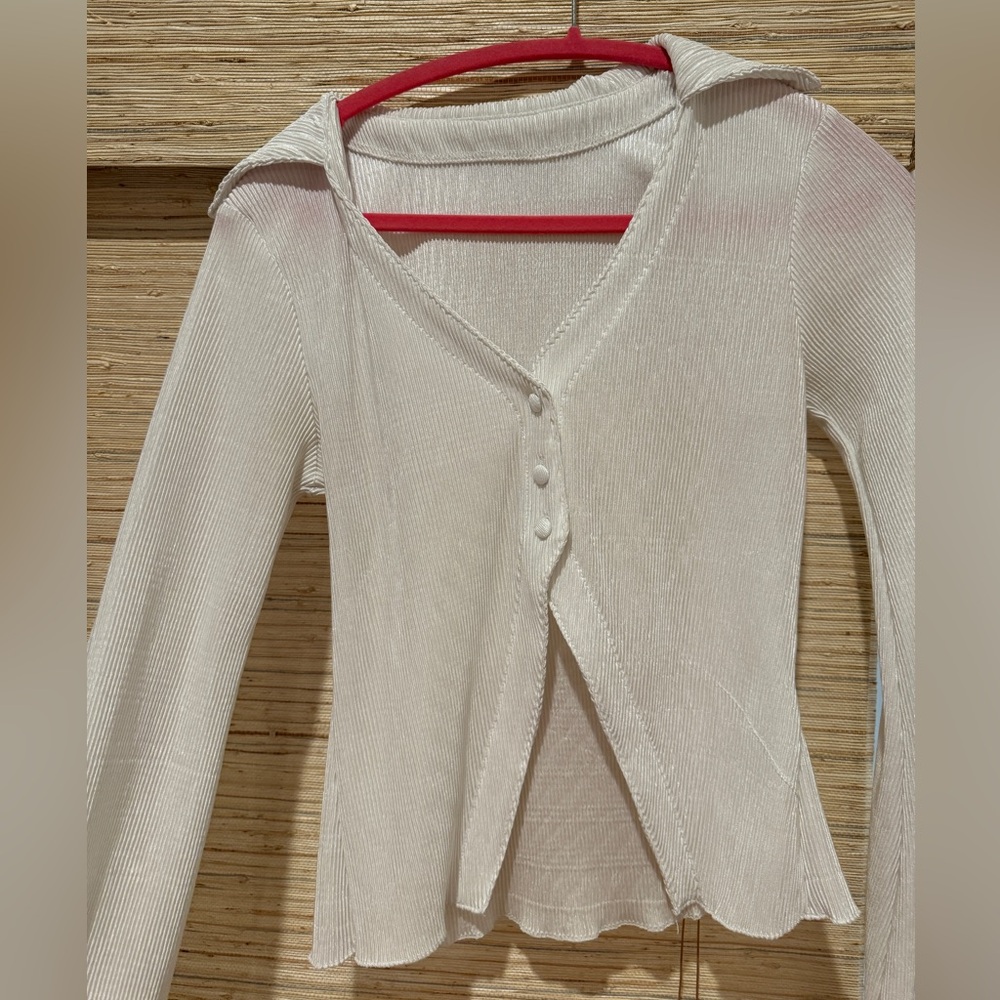 White “button down” with open front